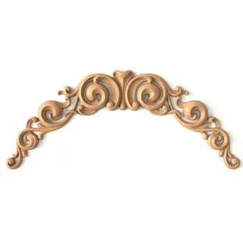 Classic Carved Wooden Arched Pediment with Scrolls