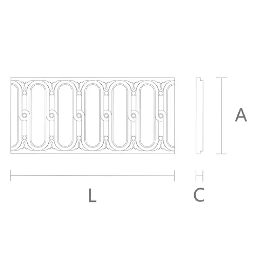 Carved wide oval ribbon decorative