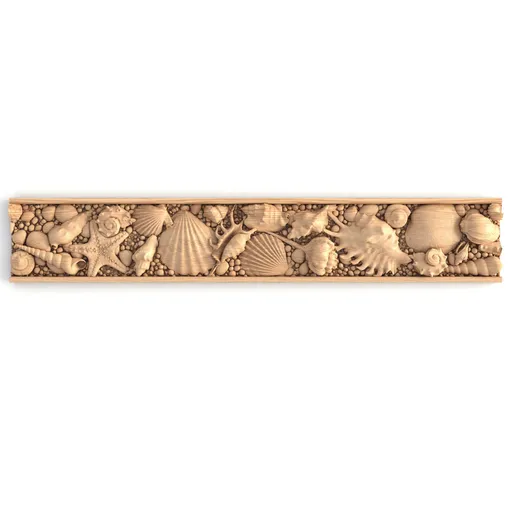 K-091 Moulding with seashells from solid wood