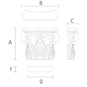 Corinthian capital for wood pilasters with volutes
