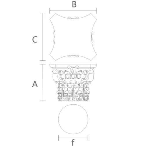 KL-011 Ornamental columns tops with volutes and acanthus from oak