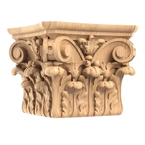 This carved decorative capital, designed for a square column, is crafted with motifs from the Compos..