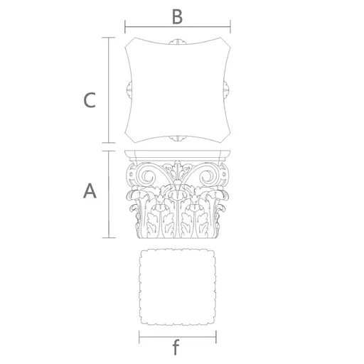 Decorative capital for square column from oak