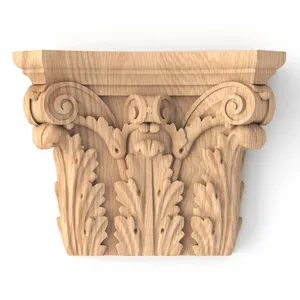 This incomparable carved wood capital for pilaster, embodying the spirit of antiquity, is crafted in..