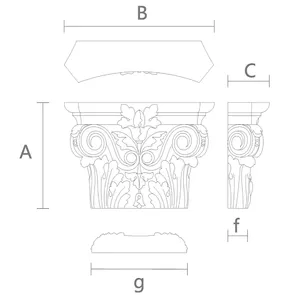 Ornamental pilaster caps with wood carved leaves