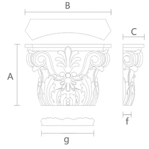 KL-023 Oak capital with palmettos for fluted pilaster