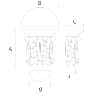 Medium antique-style wooden half round capital from beech