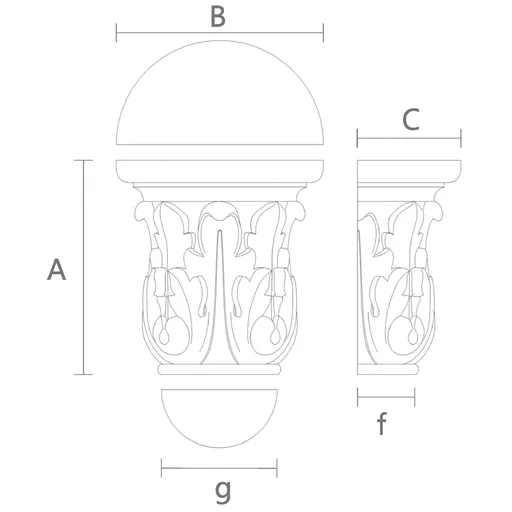 Medium antique-style wooden half round capital from beech