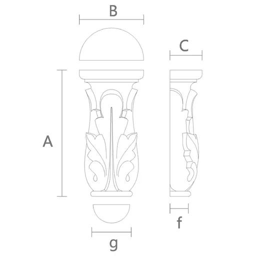 KL-031 Column tops half-round with acanthus leave from beech