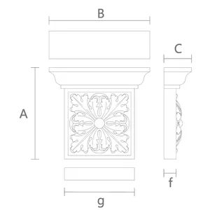 KL-032 Flat wood capital with acanthus leaf rosette from oak - 1