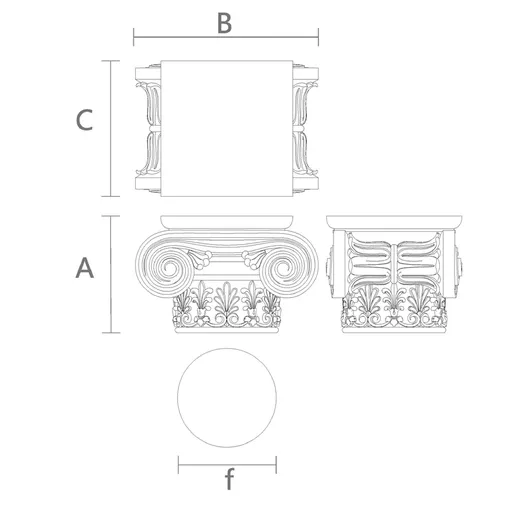 Luxury wood column tops Ionic order from beech - 1