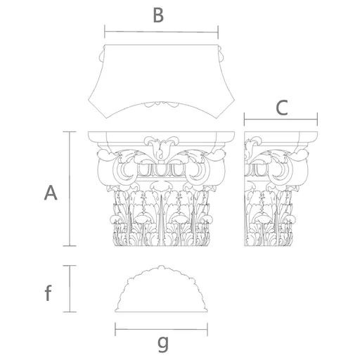 Decorative oak acanthus capital