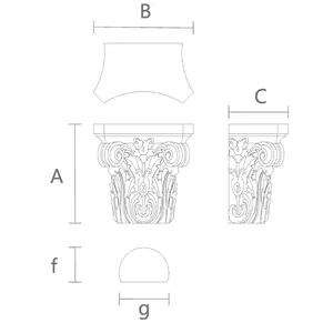 Capitel with volutes for half column