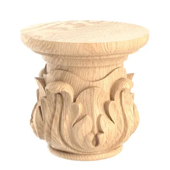 Carved Wood Column Capital with Acanthus Leaves at Carved-Decor.com
