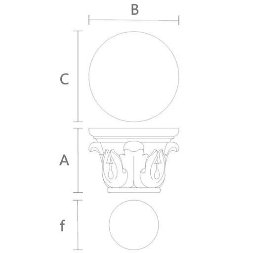 KL-050 Capital column small round with acanthus leaves from oak