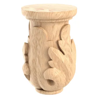 Decorative Column Capital Accanthus Design from Solid Wood 