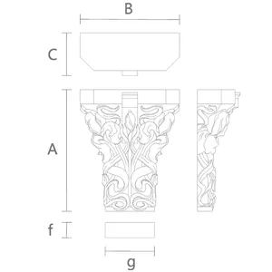 Oak pilaster capital with irises Art Nouveau style