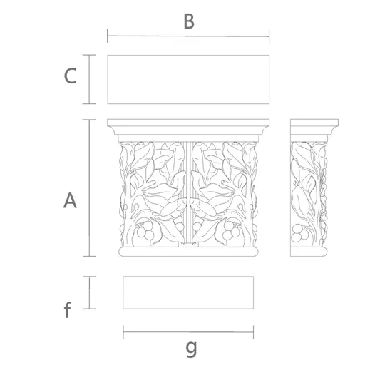 Pilaster caps decorative with bay leaves and berries from oak - 1