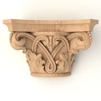 Column capital with floral elements and bead wood trim Byzantine style 