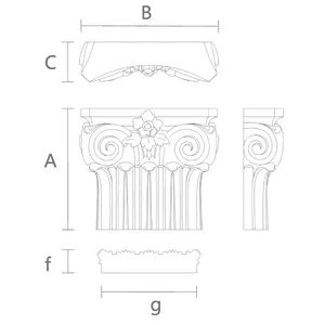 Pilaster caps with wood carved leaves and flowers from oak