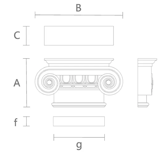 KL-060 Historical reproduction wood capitals for pilaster from oak
