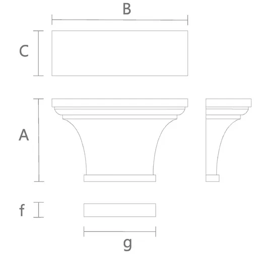 Neoclassical style flat capital for doors from oak