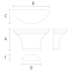 Tuscan capital for half column from beech