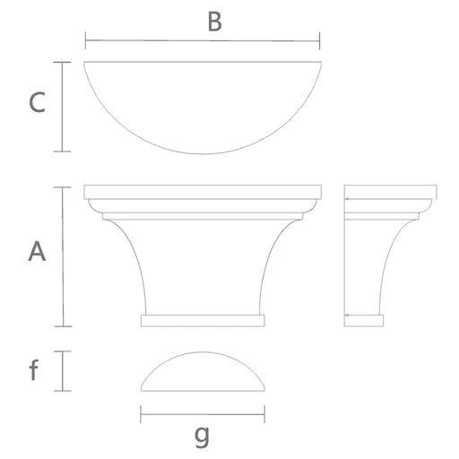 Tuscan capital for half column from beech