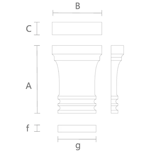 Pilaster caps with fluted carving from oak