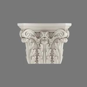 Polyurethane Corinthian capital with acanthus leaf carvings and scroll detail