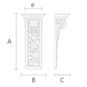 Hand-carved wooden corbel with grapevine and acanthus leaf, 17-inch decorative bracket