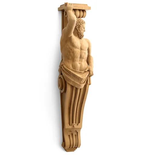 hand-carved oak figurehead male corbel