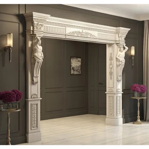 Luxurious traditional a hand-carved oak mantel