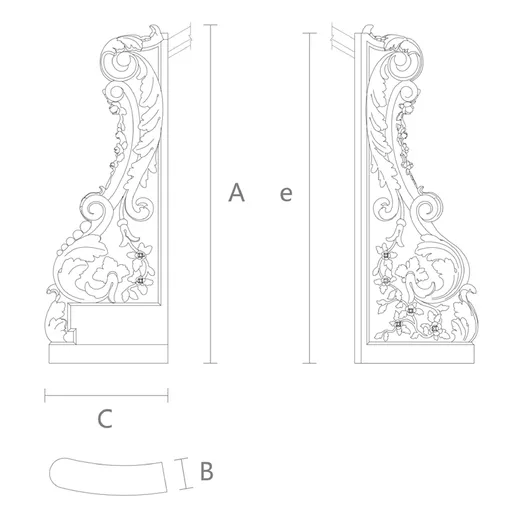 Ornamental beech decorative stairs baluster, Left