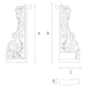 Beech decorative stairs baluster, Right - 1