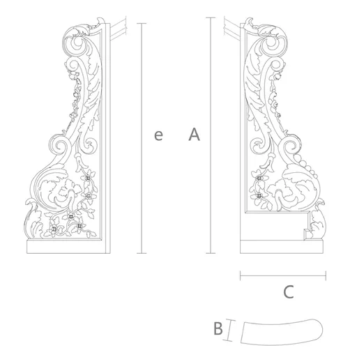 Beech decorative stairs baluster, Right - 1