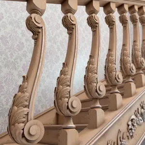 Vintage wooden carved baluster Baroque style