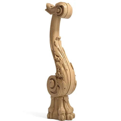L-008 solid wood staircase post with a paw base