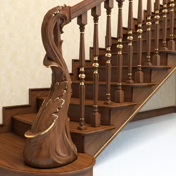 Acanthus Oak Staircase Post, Carved Post for Stair