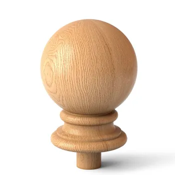 Round newel post cap, Unpainted wooden finial Round newel post cap, Unpainted wooden finial