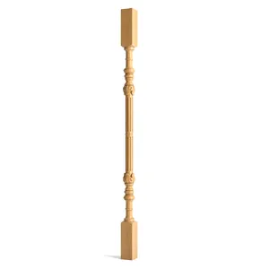 Acanthus fluted wooden decorative railing baluster