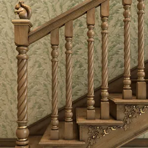 Solid wood twisted spindle for staircase decoration
