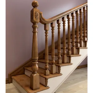 Wooden newel post, Classic staircase post Architectural fluted posts for staircases from beech