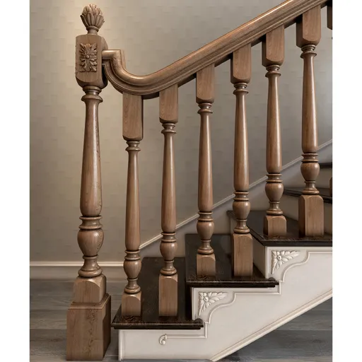L-055 rounded newel post from solid oak