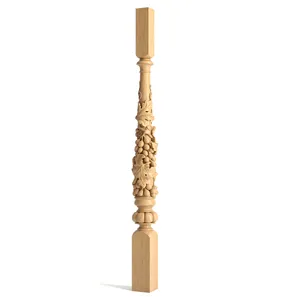 Carved Stair Baluster Decorating with Grapevine