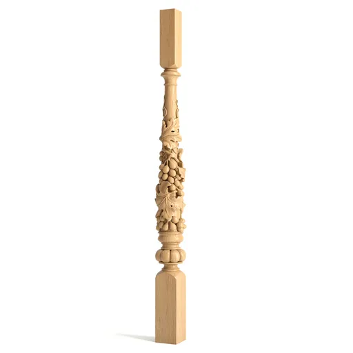 Carved Stair Baluster Decorating with Grapevine