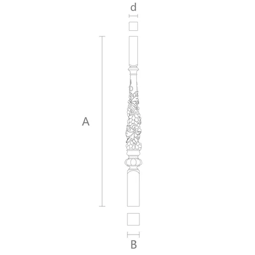 Carved Stair Baluster Decorating with Grapevine oak - 1