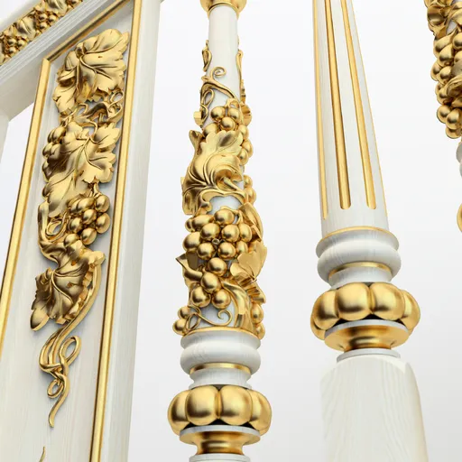 Antique Carved Stair Baluster with Grapevine