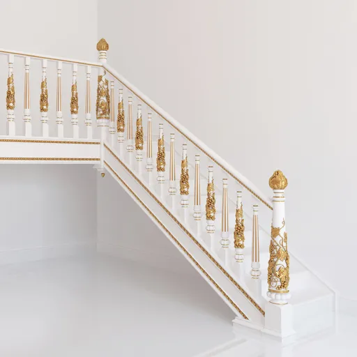 Antique Carved Stair Baluster Decorating with Grapevine