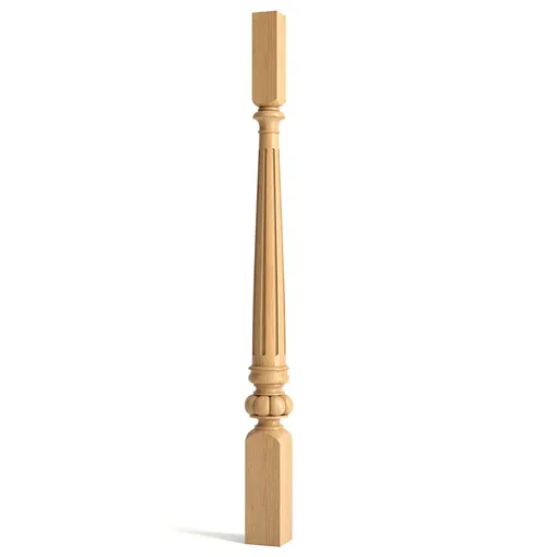 Vintage Grooved Carved Staircase Baluster beech - 1